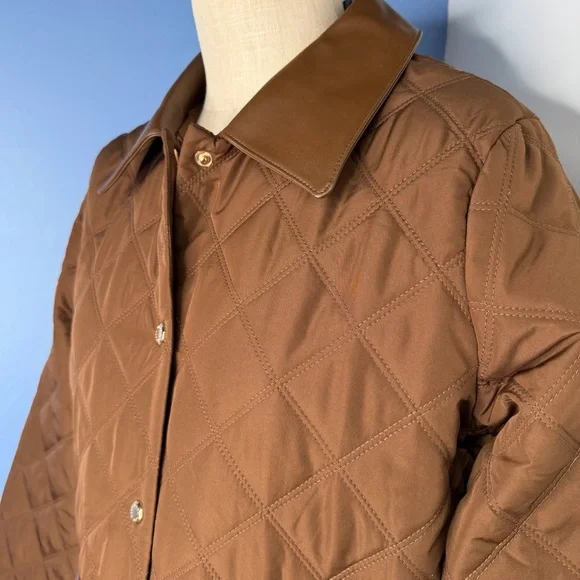 Marc New York Brown Quilted Barn Jacket with Faux Leather Collar NWT Medium - Picture 2 of 6